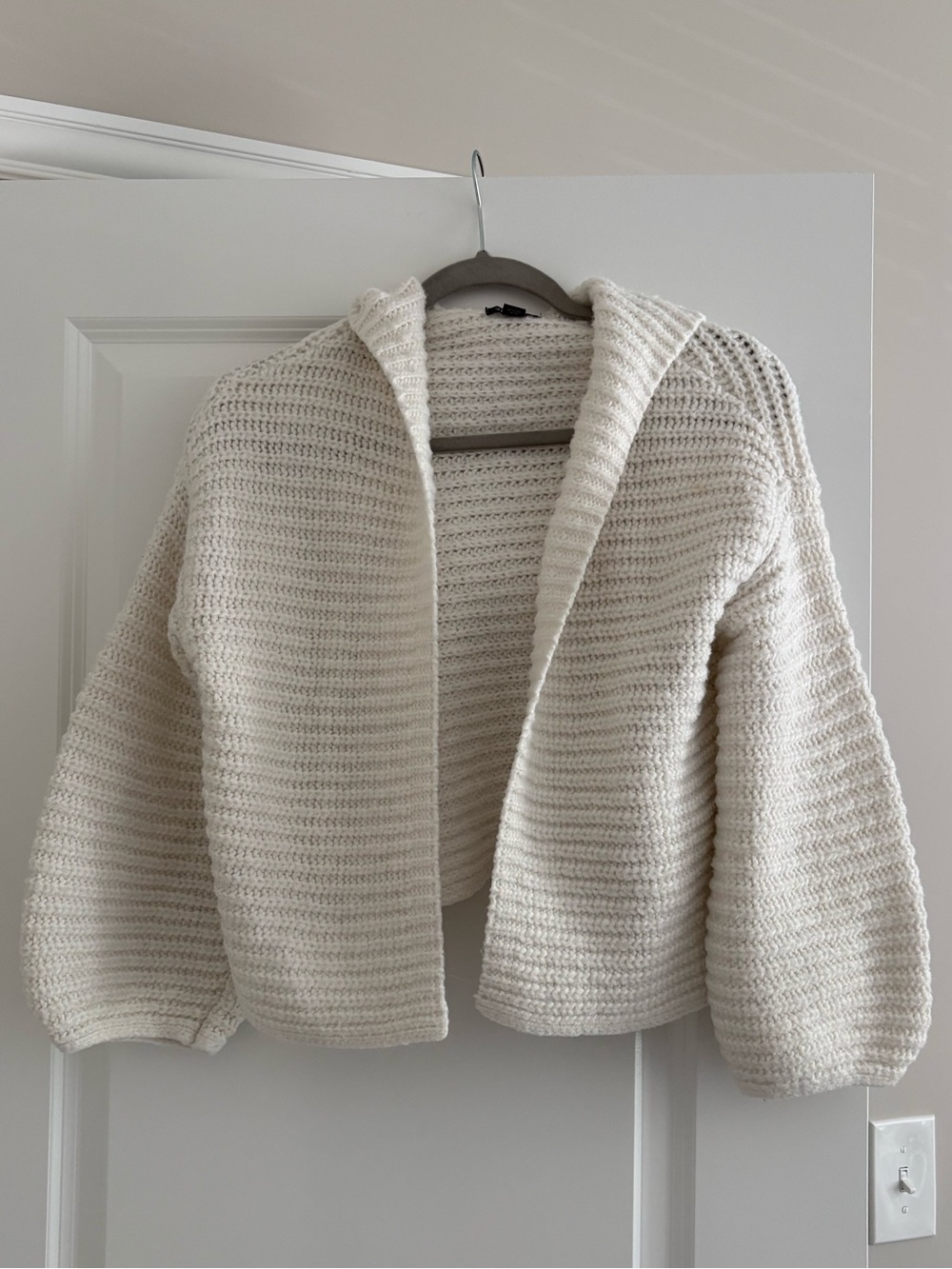 Wild Fable White Knit Hooded Open Cardigan – Size XXS